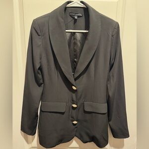 Naked Wardrobe Black Blazer with Gold Rhinestone Buttons S